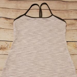 Lululemon Grey & white power Y tank